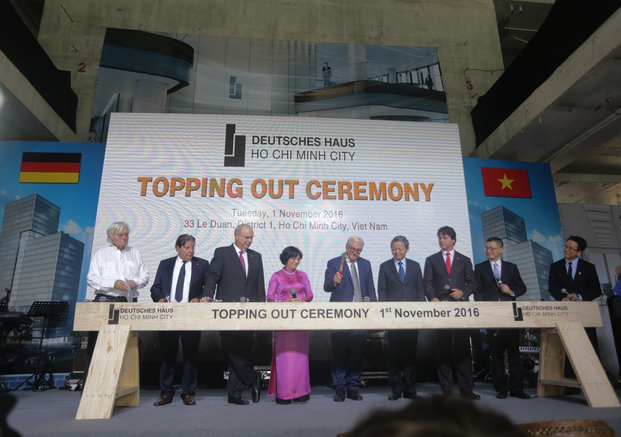 DEUTSCHES HAUS HO CHI MINH CITY IS CELEBRATING ITS OFFICIAL TOPPING OUT CEREMONY IN THE PRESENCE OF THE FEDERAL MINISTER OF FOREIGN AFFAIRS DR. FRANK-WALTER STEINMEIER